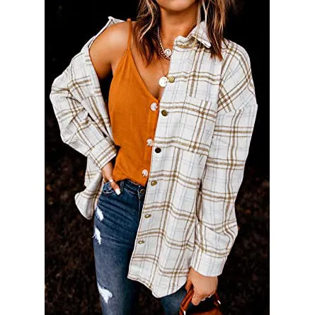 Women's Fall Clothes Plaid  Jacket Long Sleeve