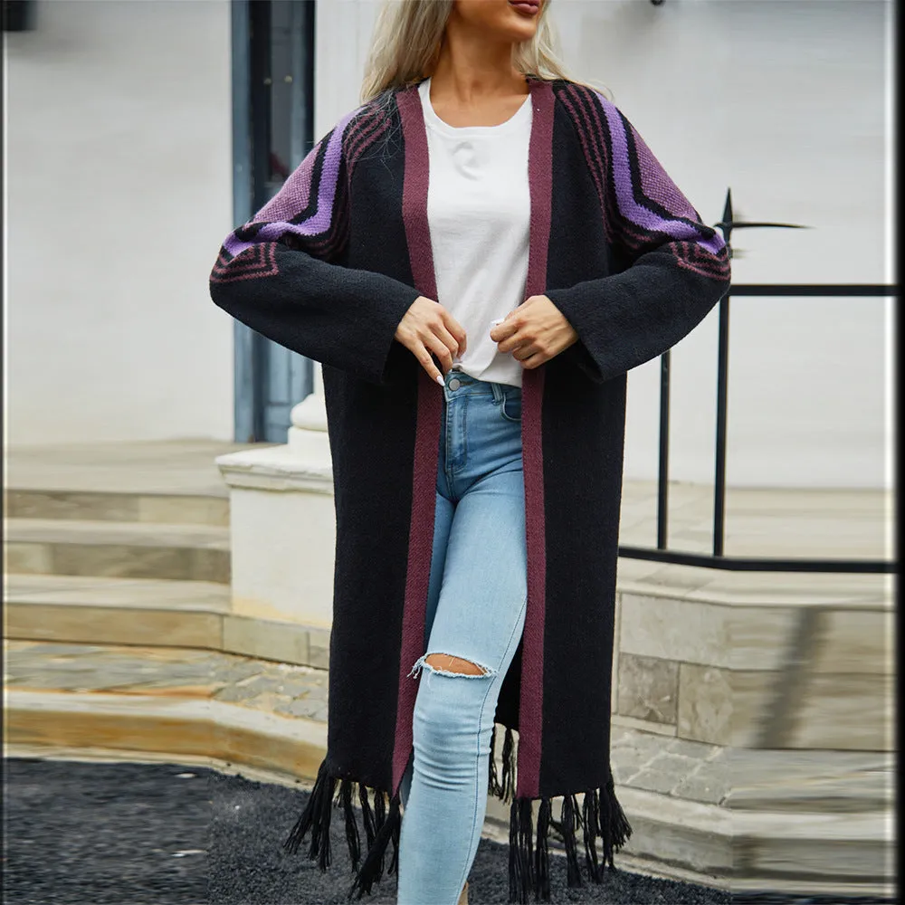 Women's Fashionable Simple Tassel Sweaters Fashion Cardigan Coat