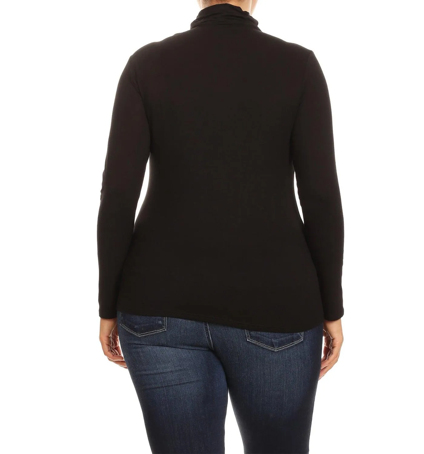 Women's Plus Size Fitted Long Sleeve Solid Turtleneck Sweater (Pack of 2)