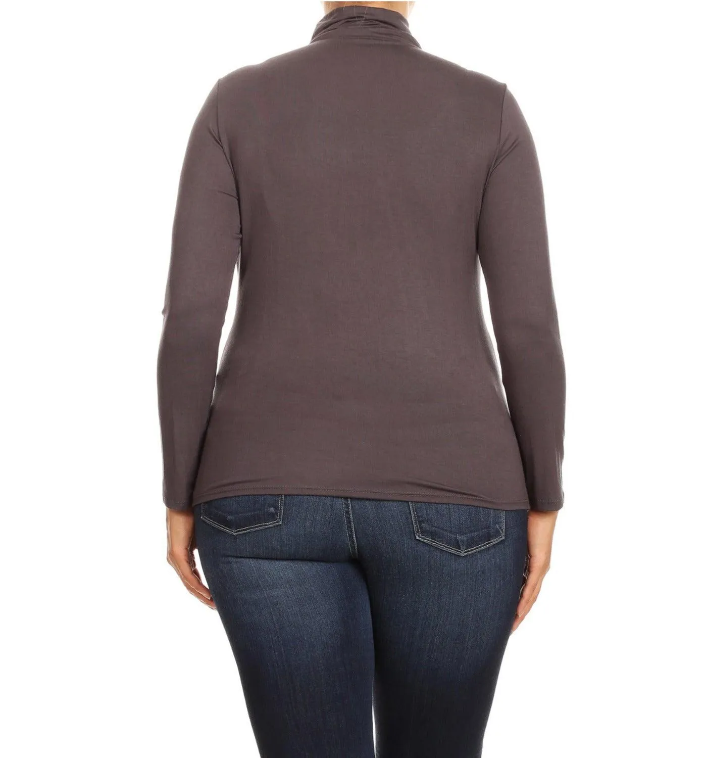 Women's Plus Size Fitted Long Sleeve Solid Turtleneck Sweater (Pack of 2)