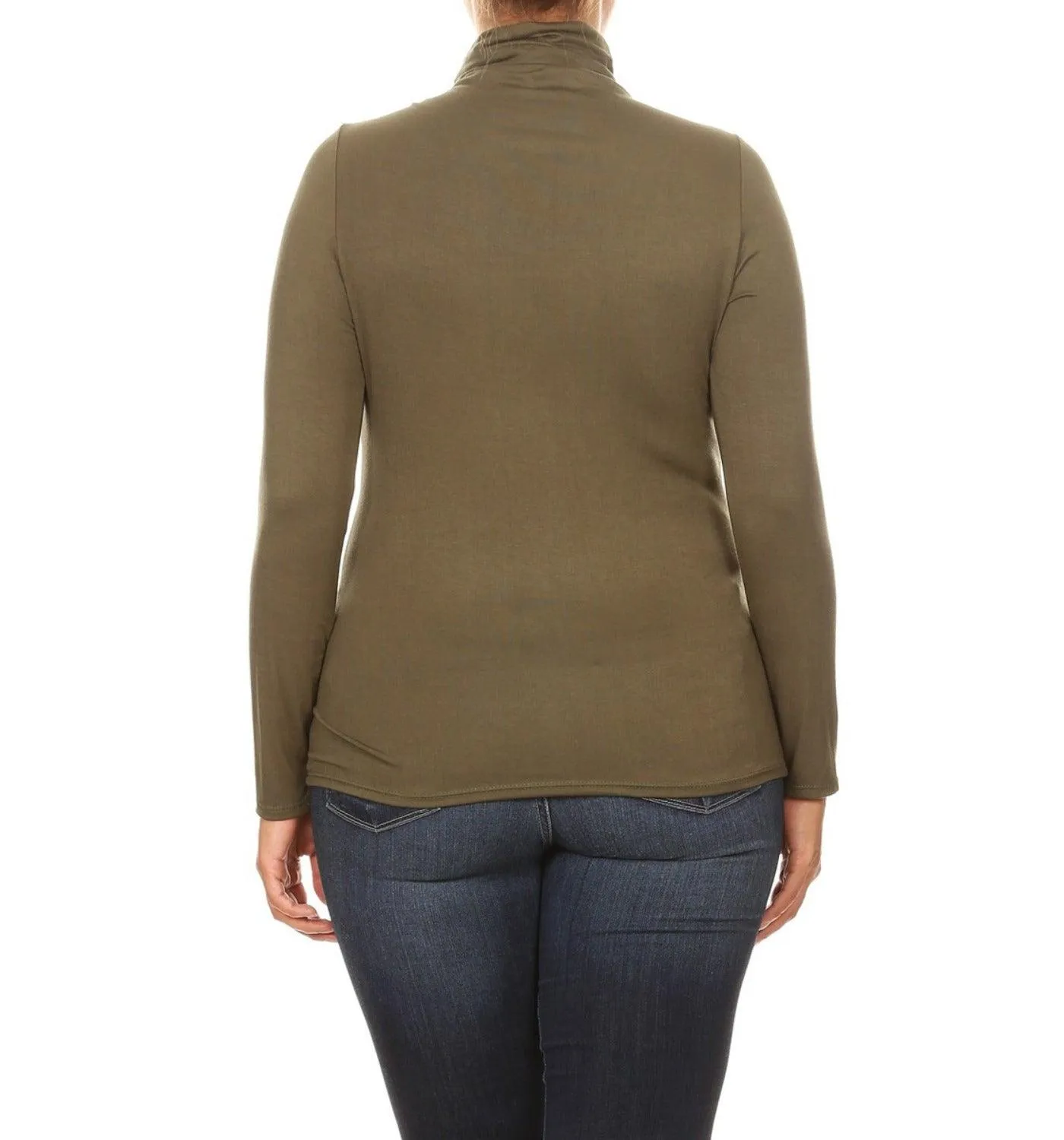 Women's Plus Size Fitted Long Sleeve Solid Turtleneck Sweater (Pack of 2)