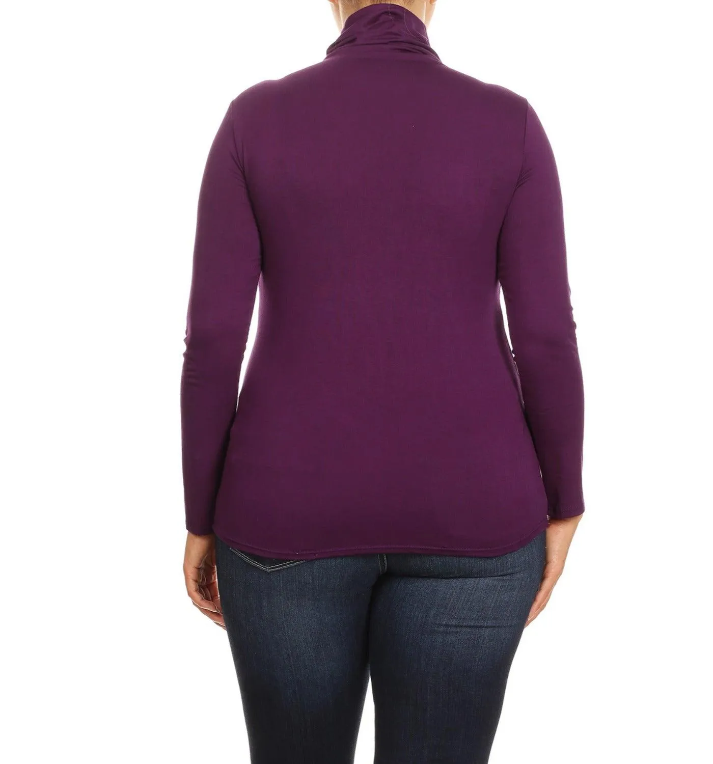 Women's Plus Size Fitted Long Sleeve Solid Turtleneck Sweater (Pack of 2)