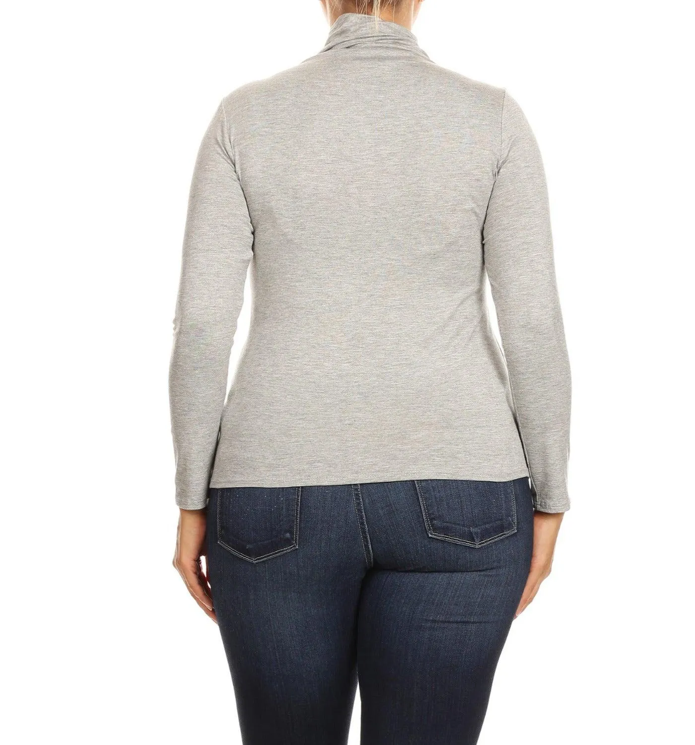 Women's Plus Size Fitted Long Sleeve Solid Turtleneck Sweater (Pack of 2)