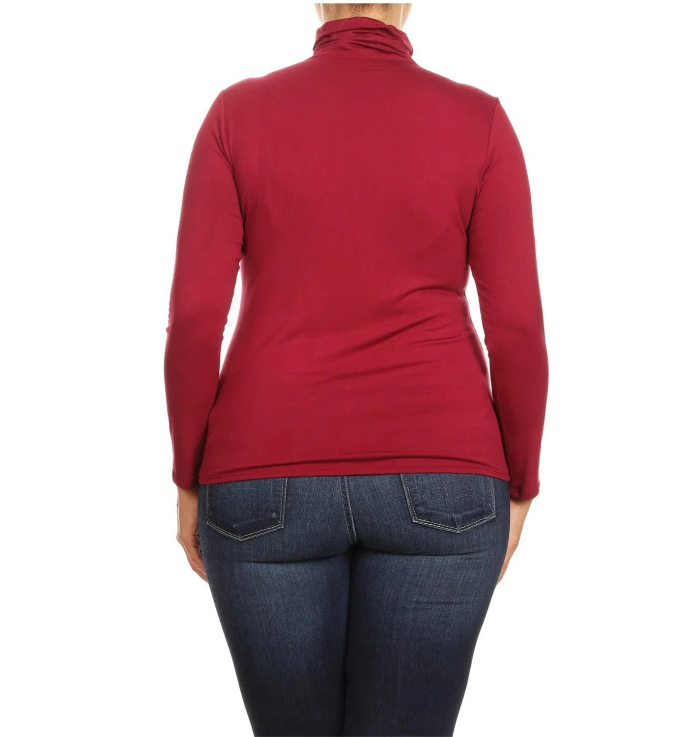 Women's Plus Size Fitted Long Sleeve Solid Turtleneck Sweater (Pack of 2)