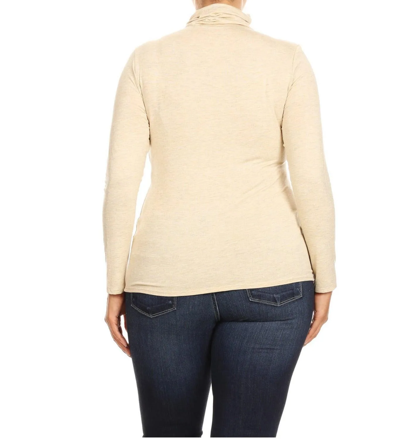 Women's Plus Size Fitted Long Sleeve Solid Turtleneck Sweater (Pack of 2)