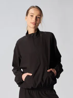 Woven Quarter Zip Jacket in Black