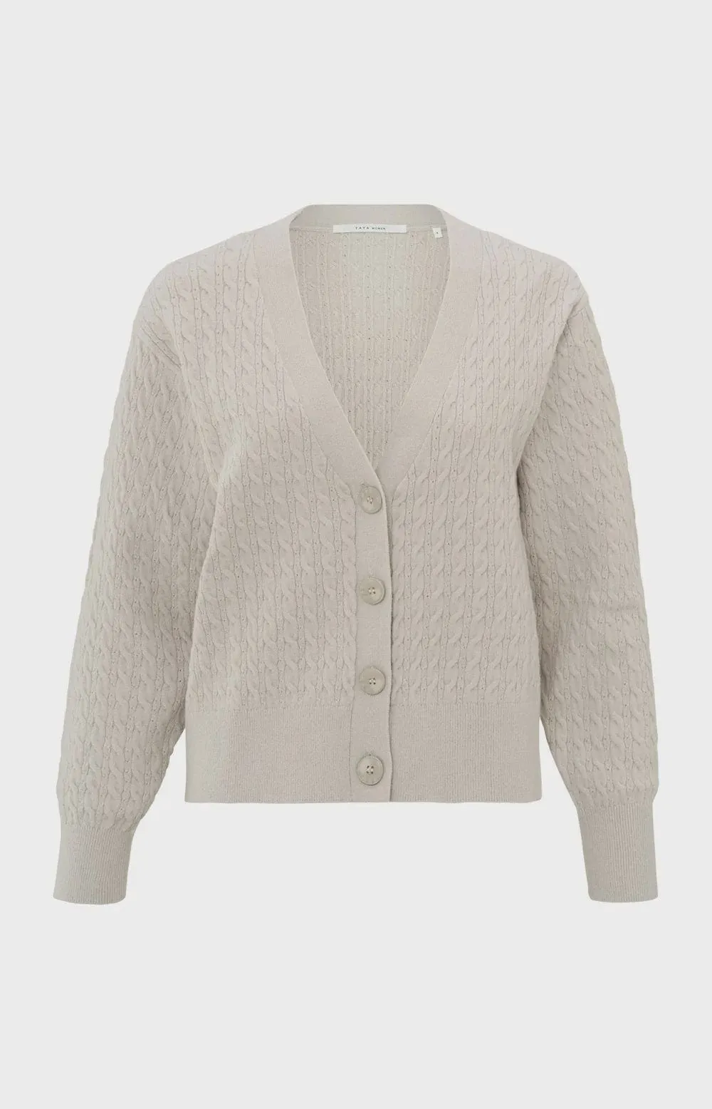 Yaya Cable Knit Cardigan  V-neck Dove Gray